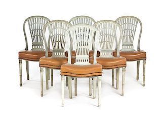 A Set of Twelve Gustavian Style Painted Side Chairs Height 35 1/2 inches.
