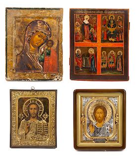 Four Eastern European Icons Largest 20 1/2 x 17 inches.