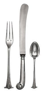 A George VI Silver Flatware Service, Spaulding & Co., London, 1949, Onslow pattern, comprising: 11 dinner knives 12 luncheon kni