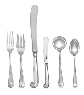A George VI Silver Flatware Service, Walter H. Wilson, London, 1952, Fiddle and Thread pattern, comprising: 12 dinner forks 12 l