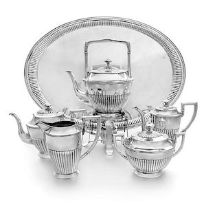* An Austrian Silver Six-Piece Tea and Coffee Service, Likely Anton Hirnschall, Vienna, First Half 20th Century, comprising a wa