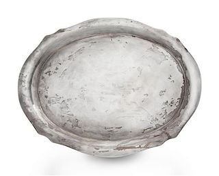 A Mexican Silver Tray, C. Zurita, Mexico City, Mid-20th Century, of oval form with a scalloped rim.