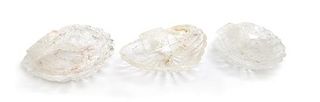 A Set of Three Graduated Rock Crystal Bowls Width of widest 10 3/8 inches.