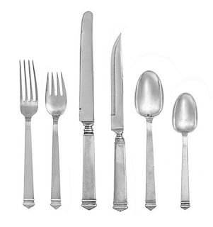 * An American Silver Flatware Service, Tiffany & Co., New York, NY, Hampton pattern, comprising: 12 dinner knives 12 steak knive