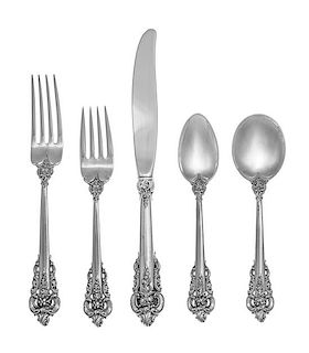 * An American Silver Flatware Service, Wallace Silversmiths, Wallingford, CT, Grand Baroque pattern, comprising: 12 dinner knive