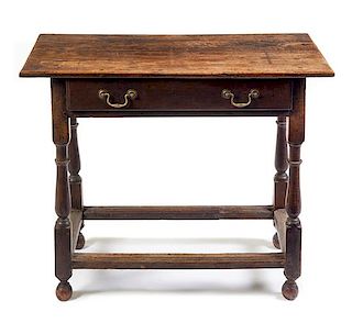 A William and Mary Style Oak Table Height 28 1/4 x width 34 3/4 x depth 17 1/4 inches.