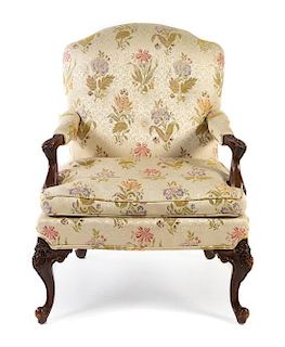 A George II Style Mahogany Library Chair Height 36 inches.