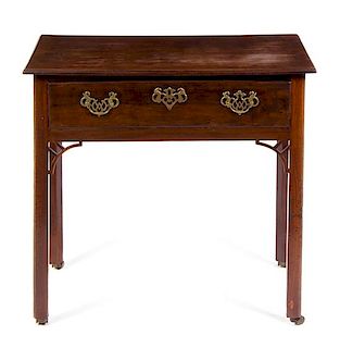 A George III Mahogany Table Height 28 1/4 x width 29 3/4 x depth 17 inches.