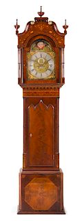 A George III Mahogany and Marquetry Tall Case Clock Height 97 x width 22 1/4 x depth 9 5/8 inches.