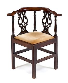A George III Mahogany Corner Chair Height 32 inches.