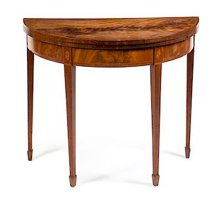 A George III Mahogany Console Table Height 28 3/4 x width 36 1/4 x depth 18 1/8 inches.