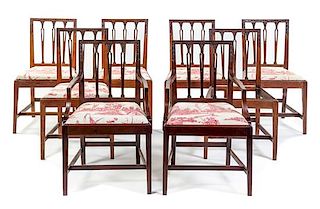 A Set of Eight Sheraton Style Mahogany Dining Chairs Height 34 inches.