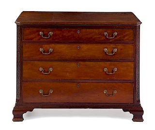A George III Mahogany Secretary Chest of Drawers Height 34 1/4 x width 43 1/4 x depth 22 1/4 inches.