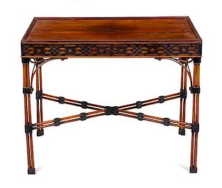 A George III Mahogany Tea Table Height 27 3/4 x width 34 x depth 21 inches.