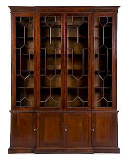 A George III Mahogany Breakfront Bookcase Height 109 x width 82 x depth 18 inches.