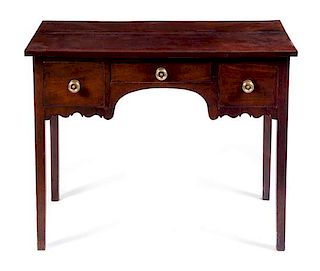 A George III Mahogany Table Height 28 x width 35 3/4 x depth 17 1/8 inches.