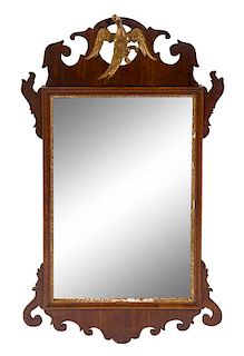 A George III Parcel Gilt Mahogany Tablet Mirror Height 29 x width 17 inches.