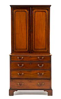 A George III Mahogany Bookcase Height 76 1/4 x width 36 x depth 18 3/4 inches.