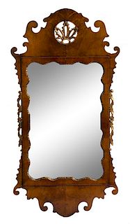 A George III Style Parcel Gilt Mahogany Mirror Height 37 1/2 x width 19 1/4 inches.