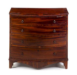 A George III Style Mahogany Diminutive Chest of Drawers Height 18 3/4 x width 20 x depth 9 inches.