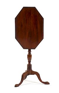 A George III Mahogany Tilt-Top Table Height 30 1/4 x width 23 1/2 x depth 15 3/4 inches.