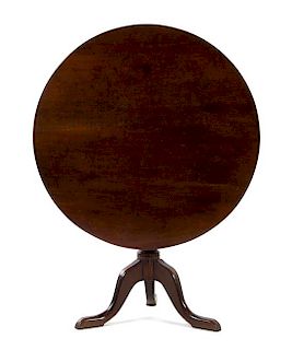 A George III Style Mahogany Tilt-Top Table Height 27 1/8 x diameter of top 35 5/8 inches.