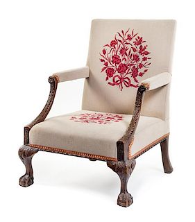 A George III Style Mahogany Library Chair Height 37 inches.