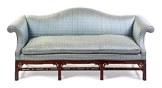 A George III Style Mahogany Sofa Height 37 1/2 x width 84 x depth 33 inches.