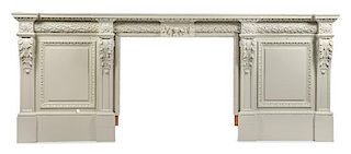 An English Painted Fireplace Mantel Height 48 x width 116 inches.