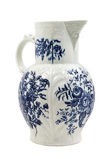 A Large Worcester Porcelain Pitcher Height 12 inches.