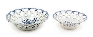 Two Worcester Porcelain Baskets Diameter of larger 9 3/8 inches.