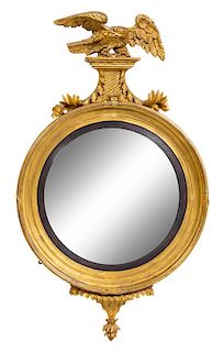 A Regency Giltwood Convex Mirror Height 52 x width 32 inches.