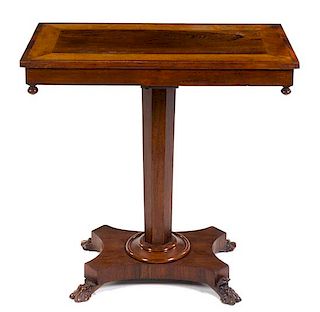 A Regency Rosewood Side Table Height 28 x width 29 x depth 15 3/4 inches.