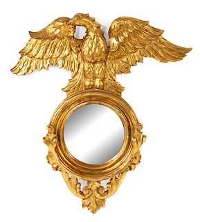 * A Regency Style Giltwood Mirror Height 32 1/4 inches.