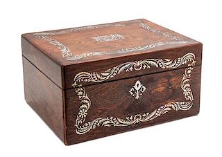 A Regency Brass Inlaid Rosewood Box Width 14 inches.