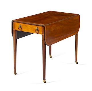 A Regency Mahogany Pembroke Table Height 28 1/2 x width 26 x depth 19 inches (closed).