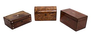 Three Regency and Victorian Boxes Width of first 9 inches.