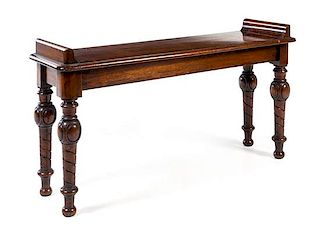 A William IV Mahogany Bench Height 25 x width 47 1/2 x depth 14 inches.