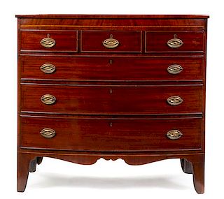 A Georgian Mahogany Chest of Drawers Height 43 1/4 x width 46 1/2 x depth 23 1/2 inches.