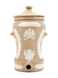 A Victorian Stoneware Liquor Dispenser Height 15 1/2 inches.