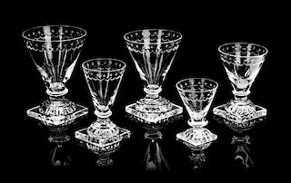 An English Cut Glass Stemware Service Height of tallest 4 1/2 inches.