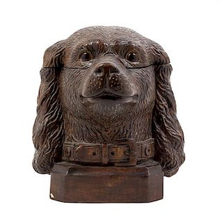 A Victorian Carved Dog Ink Well Height 11 inches.