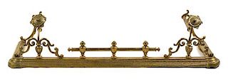 An English Brass Fireplace Fender Height 13 1/2 x width 52 inches.