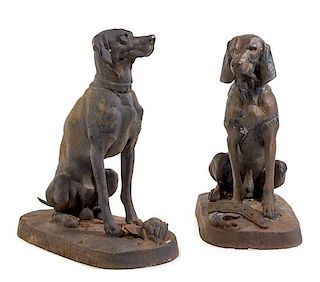 A Pair of English Cast Iron Dogs Height 38 inches.