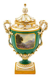 A Royal Worcester Porcelain Urn Height 13 3/8 inches.