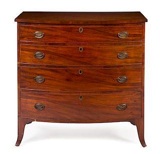 An American Mahogany Chest of Drawers Height 39 x width 39 7/8 x depth 22 inches.