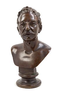 A Continental Bronze Bust Height 21 1/2 inches.