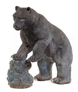 A Large Cast Bronze Fountain Figure of a Bear Height 38 x depth 33 inches.