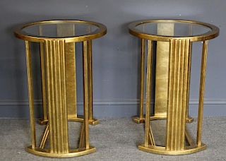 Pair of Giltwood Art Deco Glass Top Endtables.