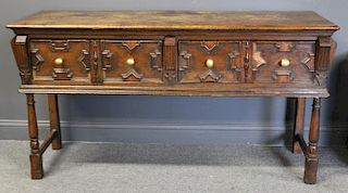 Antique Italian Console Table with 3 Drawers.